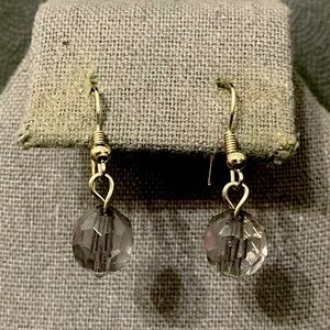 Translucent Grayish Beaded dangling pierced earrings